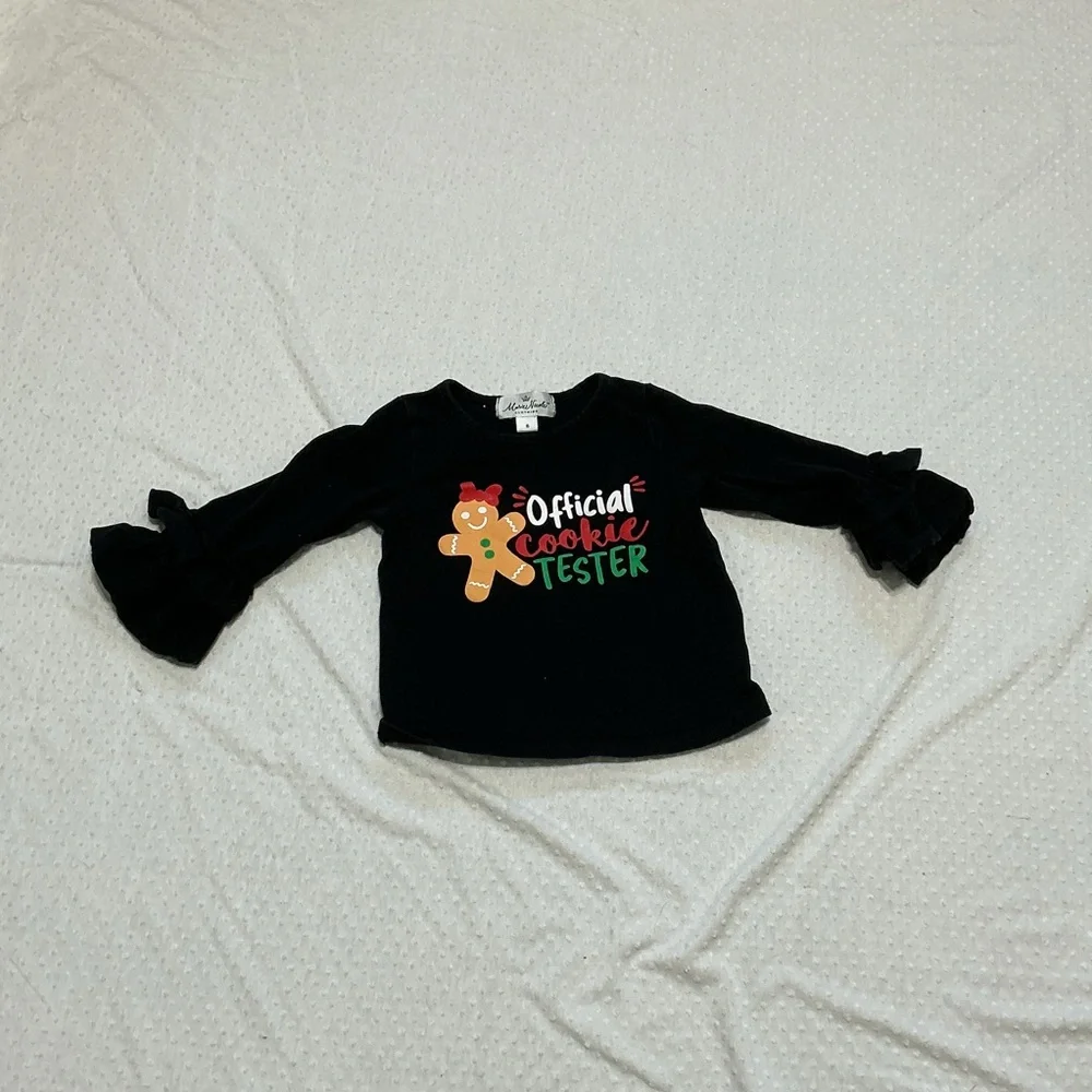 Official Cookie Tester Boutique Top 2T Black Gingerbread Man